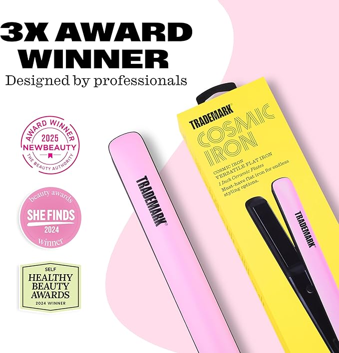 Trademark Beauty Cosmic Iron - Straightener Styling Iron, Perfect Hair Styling Tool, Pink