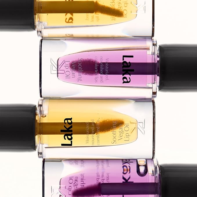 Laka Soothing Vegan Lip Oil 4.5g/0.15oz., Nourishing Formula with Jojoba Seed Oil for Healthy Lips, Gender-Neutral, Vegan, K-Beauty (#Nourishing Yellow)