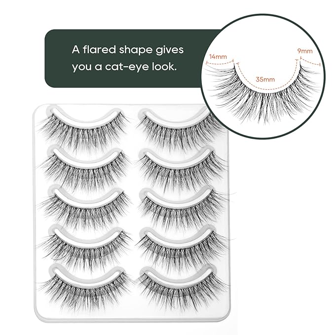 Frihappy Lashes Wispy Natural Lashes Natural Look Natural Eyelashes Wispy Eyelashes False Eyelashes Natural Fake Lashes Clear Band Lashes SP59
