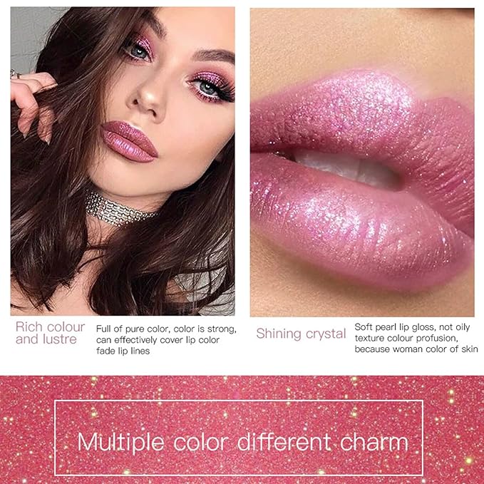 Classic Vivid Glitter Liquid Lipstick Set - 3PCS Diamond Shiny Waterproof Metallic Lip Gloss