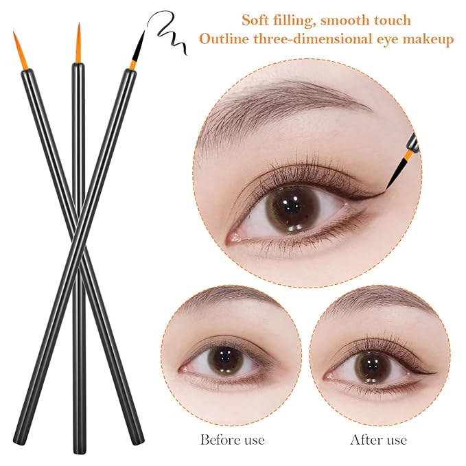 100 Pack Disposable Eyeliner Applicator Eyeliner Brushes Fine Point Ultra-Fine Point Eye Liner Applicator Eye Liner Brush Fine Black Cosmetic Eye Wands Makeup Brushes Tools For Women (Black)