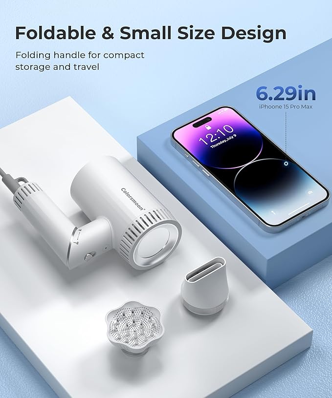 Hair Dryer, 100,000 RPM High-Speed Blow Dryers for Women & Men, Fast-Drying, 500 Million Negative Ions, Heat-Control, Low-Noise with Diffuser & Nozzle, Compact Foldable for Home Travel Use