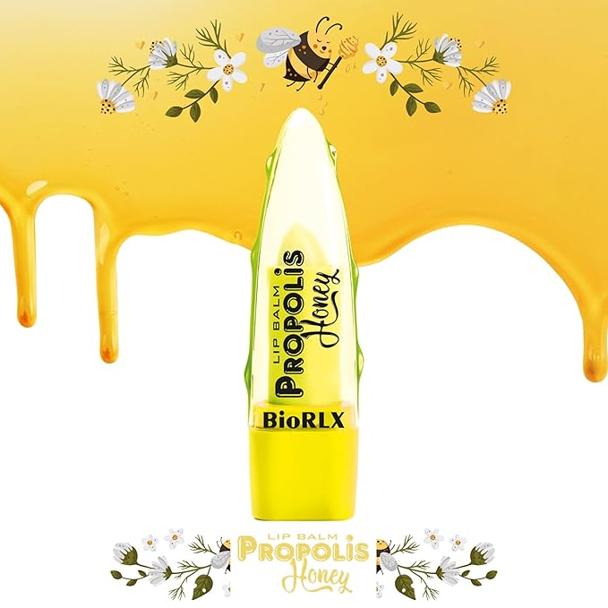 BioRLX 99% Purity Aloe Vera Lip Balm - Natural Moisturizing Unisex Lip Care for Hydrated and Radiant Lips (Propolis & Honey, 0.12 Ounce (Pack of 2))