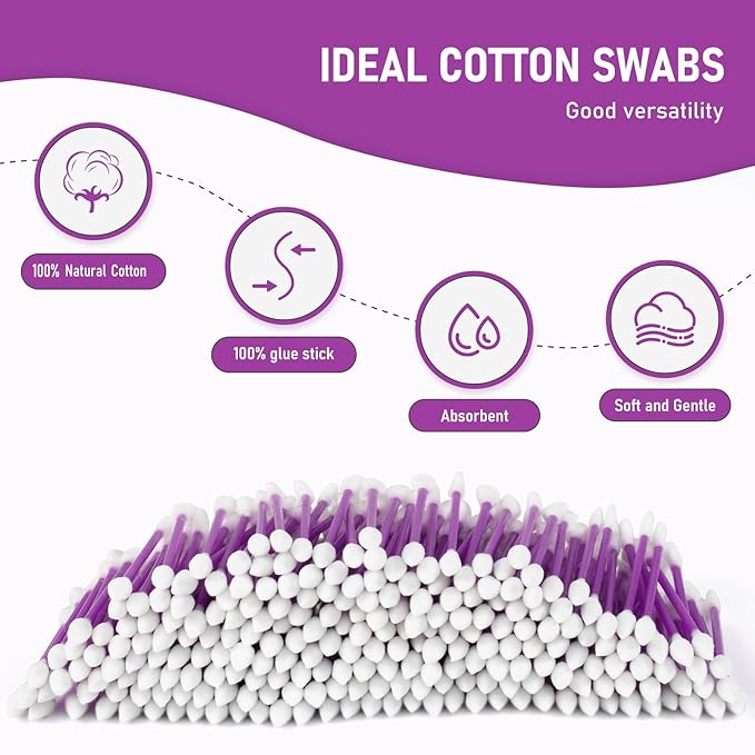 760pcs CGR Precision Cotton Swabs packed in Acrylic swab canister with Pointed and Flattened Tip, Cosmetic Makeup Applicator(160pcs in canister, 2x300pcs in bags) (760)