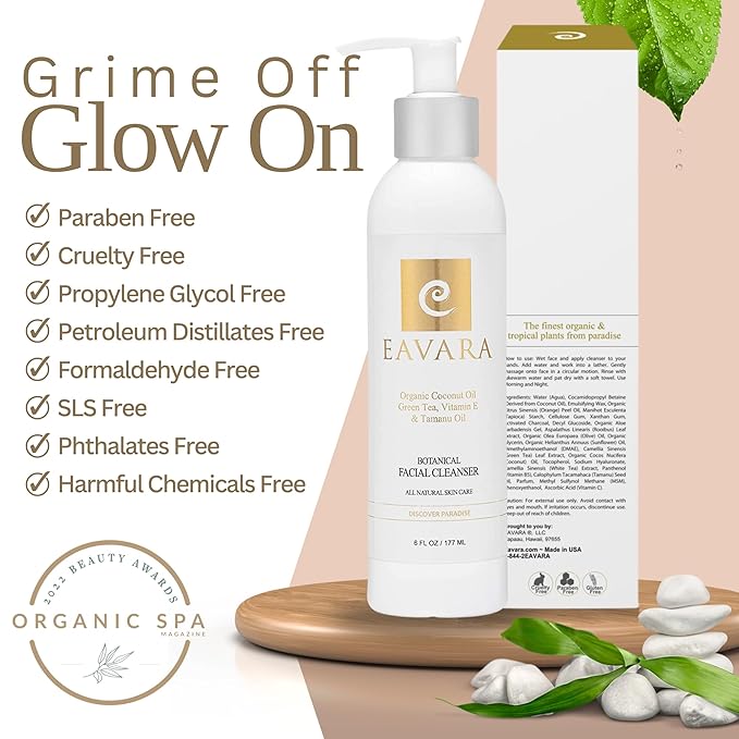 Organic Face Wash - Anti-Aging, Hydrating, Gentle Daily Cleanser for Women and Men with Coconut Oil, Aloe Vera, Activated Charcoal, and Vitamin C and E