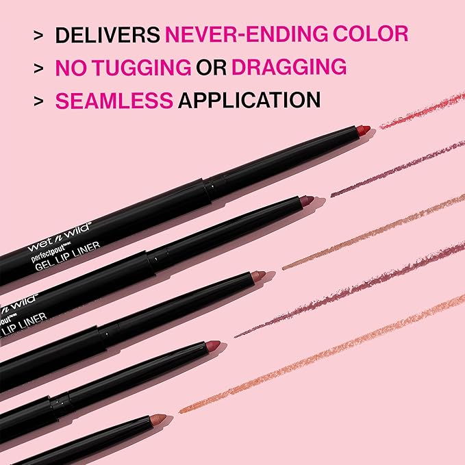 wet n wild Lip Liner Perfect Pout Matte Retractable Gel Lip Liner Pencil, Red The Scene (Pack of 2)
