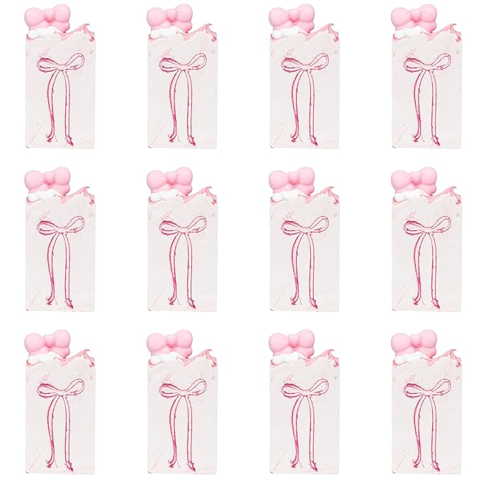 FinchBerry Pretty in Pink Favors Set Handcrafted Vegan Soaps with Natural Oils and Luxurious Lather, for Weddings Showers and Special Celebrations 12 Bar Soap Set 2.5 oz Each