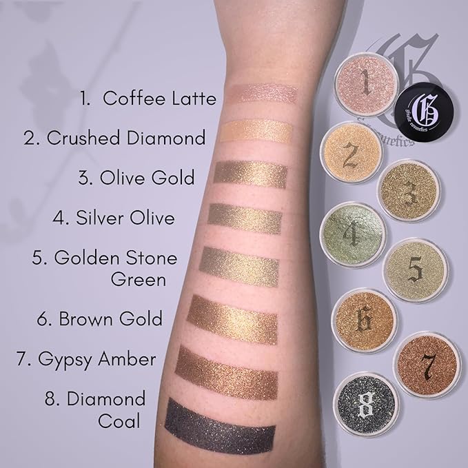 Crushed Diamond Tan Eye Shadow - Loose Glitter Mineral Organic Eyeshadow Palette - Brown, Nude, Gold Shimmer Makeup - Highlighter Talc-Free Sparkly Glitter Eyeshadow Powder