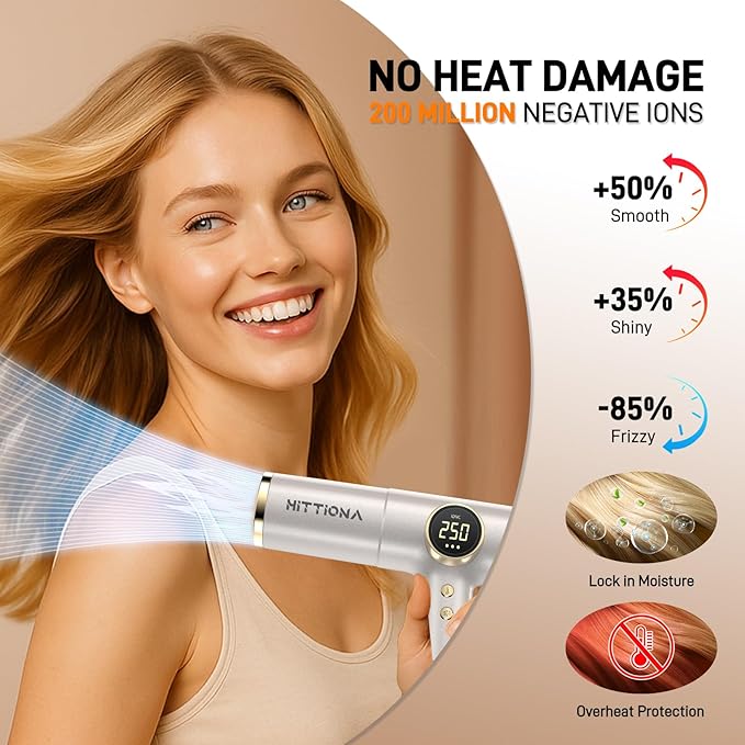 Dual Voltage Travel Hair Dryer with Diffuser - 2000W Professional High-Speed Ionic Blow Dryer for Women, Fast Drying, Low Noise, Lightweight, No Heat Damage, European Travel 110V-120V/220V-240V