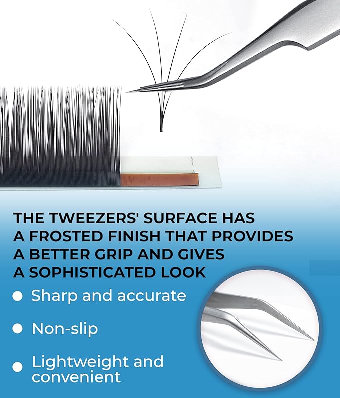 Stacy Lash STL-7 Curved Eyelash Extension Tweezers/Supplies for False Lashes Isolation & Volume Extensions/Precision Applicator Tool/Beauty Accessories/Sharp Tweezer Tip/Eyelashes Tools