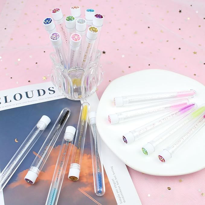 20 Sets Mascara Wand Tube Set Eyelash Spoolies Diamond Mascara BrushesBrush Makeup Tool Applicator Eyelash Brush Tubes Makeup Brush (Diamond-2-MlX)