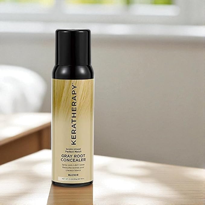 Keratherapy Keratin Infused Perfect Match Gray Root Concealer Spray, Blonde, 3 oz, 118 ml - Root Cover Up Spray to Hide Gray Roots - Keratin Therapy Hair Darkening & Temporary Scalp Concealer