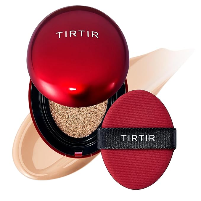 TIRTIR Mask Fit Red Cushion Foundation | Full coverage, Weightless, Skin fit, Satin Glow Finish, Korean Makeup, beauty, Tattoo cover up, Buildable (#24N Latte, 0.63 Fl Oz)