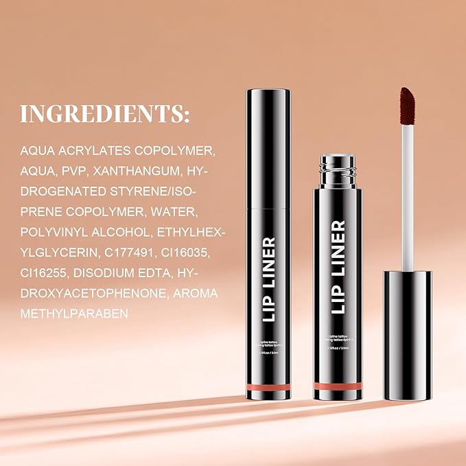 Lip Stain Peel Off - Long-Lasting Lip Liner, Creamy Matte Lip Makeup Waterproof & Smudge-Proof Lip Liner Stain, Highly-Pigmented Pencil for Shaping & Sculpting Lips (Cocoa)