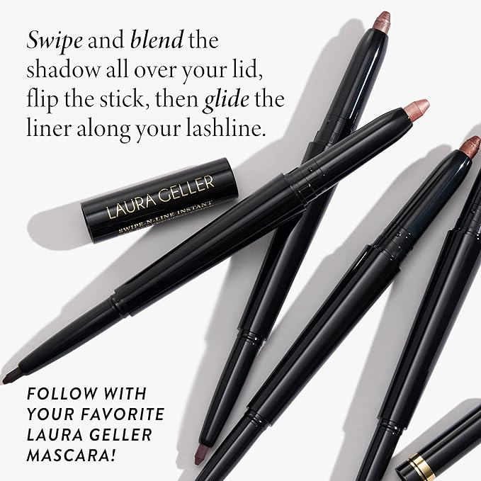 LAURA GELLER NEW YORK Swipe-n-Line Dual-Ended Eyeshadow + Eyeliner - Smokey (Charcoal/Shimmery Gray) - Cream Eyeshadow & Smooth Glide Eyeliner - Waterproof & Crease-free Color
