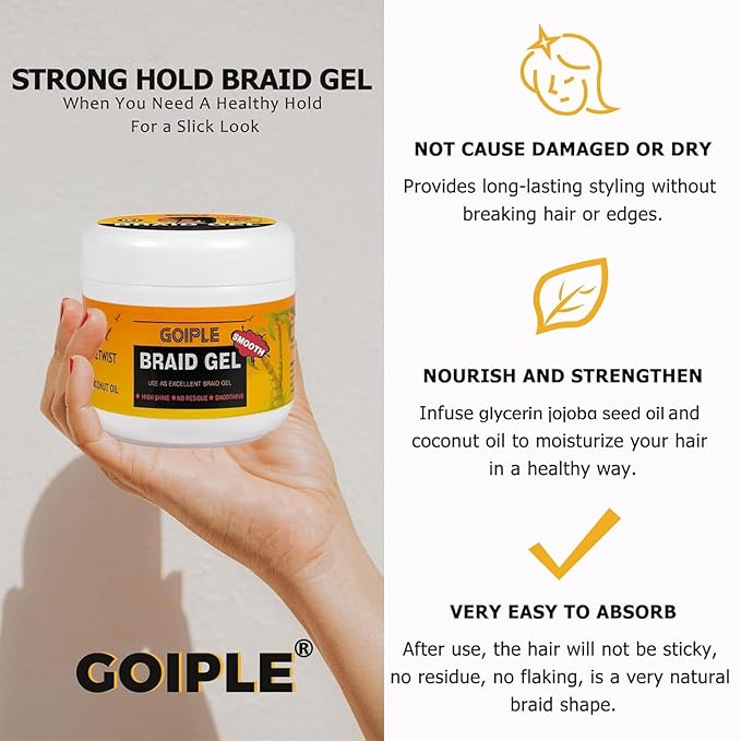 16 OZ Big Capacity Strong Hold Smoothing Gel for Twist, Locs, Braids, Edge, Cornrows - No Flake, Tames Frizz, High Shine, Easy to Use Braiding and Edge Control Gel