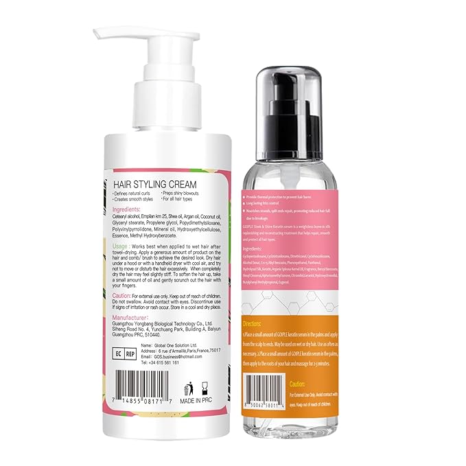 3-In-1 Styling Cream for Flyaways and Frizz - Keratin Protein Hair Serum With Moisturizing Oil - Add Shine, Anti-Frizz, Slick Back Hair Cream