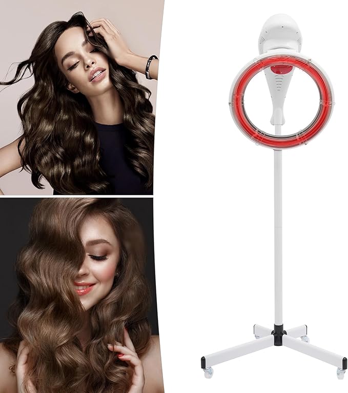 Stand Hair Dryer, White 360° Rotating Hair Color Processor 950W, Professional Salon Drying Perming Machine, Hair Dyeing, Oil Treatment, Hair Drying, Heating, Perm Styling for Salon SPA (White)