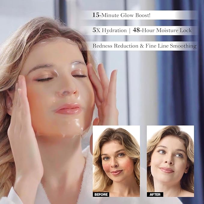 Bioactive Collagen Face Mask,Separated Serum Gel 33ml And Powder Membrane, Real Deap Skin Care Beauty SPA,Hydrating,Repairing,Revitalizing, Anti-Aging (1 pair)
