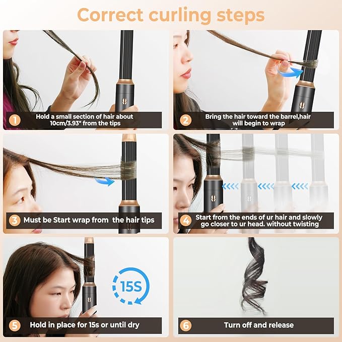 6 in 1 Blow Dryer Brush, Upgrade Hair Dryer Brush Set Negative Ion Air Styler Curling Wrap Air Curler, Hot Air Brush Curling Iron Hair Styling Tools As A Gift for Straight/Curl/Dry/Smooth