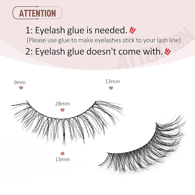 Onlyall Natural Lashes Wispy Lashes Natural Look False Eyelashes Natural Flared Eyelashes False Eye Lashes Soft Fluffy Lashes 7 Pairs T29