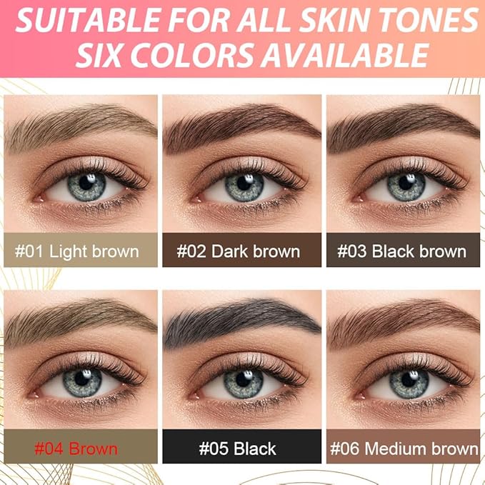 evpct 2Pcs Brown Magic Microblading Dual-Ended Eyebrow Contouring Pen Brow Pencil, with 4 Brush Micro-Fork-Tips Applicator and Precise Brush-Tip, Hair Like Strokes, with Dual-ended Eyebrow Brush