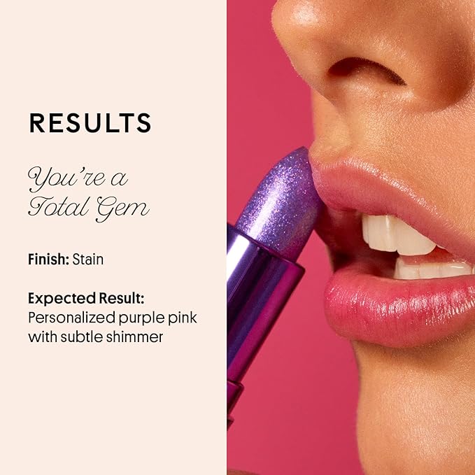 Winky Lux Amethyst Glimmer Balm – Nourishing pH Lip Balm with Color Changing Tint, Hydrating Ceramides Soften Lips, Coconut Scent