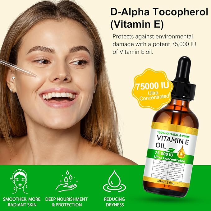 Vitamin E Oil for Scars 2.02 FL OZ 2Pack - All Natural & Vegan Skin Moisturizer