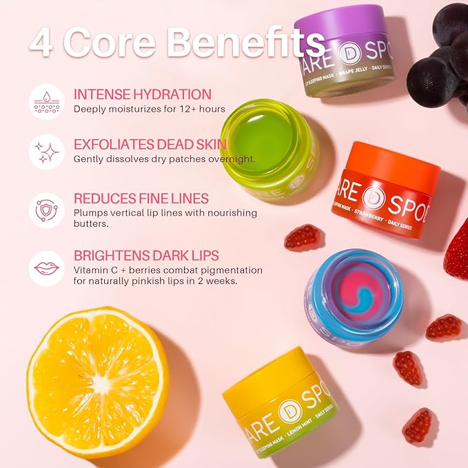Lip Sleeping Mask Blueberry Candy Glow Balm - Long-Lasting Lip Treatment Overnight, Lip Care Hydration, Repair for Dry Cracked Lips, Soft and Nourished Sweet Lips Daily - 0.42 Fl Oz