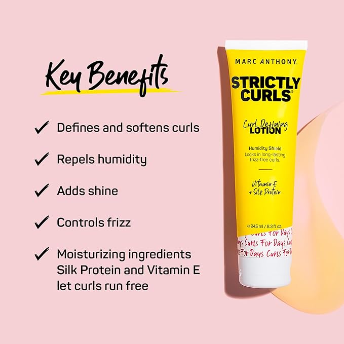 Marc Anthony Strictly Curls Curl Defining Styling Lotion, 8.3 Ounce Tube with Silk Protein and Vitamin E for Curl Definition