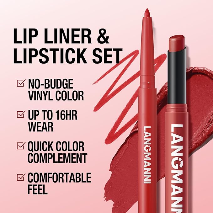 Jolilab 8Pcs Lip Set: 4 Colors Lip Liner+4 Colors Lipstick, Matte/Creamy,Smooth Creamy Texture,Long-Lasting,Bold/Nude Shades for Daily/Party, Vegan, Gift for Makeup Lovers.(#01+06+09+11)