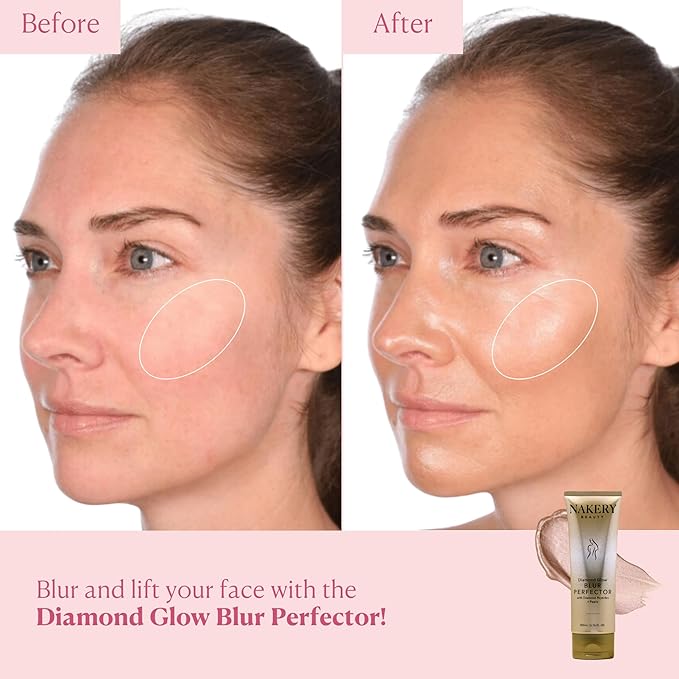 Nakery Diamond Glow Blur Perfector Face & Body Bronzer Shimmer - Illuminating Shimmer Lotion for Women Body - Hydrating Body Glow Shimmer with Diamond Peptides - Instantly Plumps & Tightens Skin