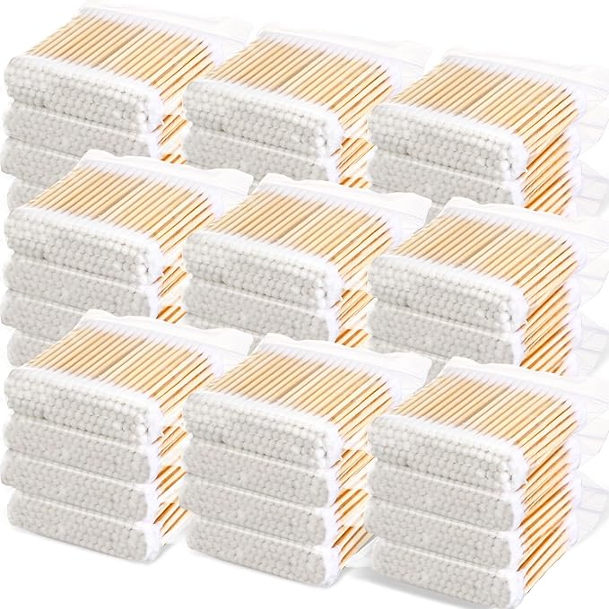 5000 Count Bamboo Cotton Swabs Double Buds Organic Cotton Swabs with Tips for Ears Sterile Tipped Applicator Makeup Swab Daily Makeup Eye Cleaning(Round,White)