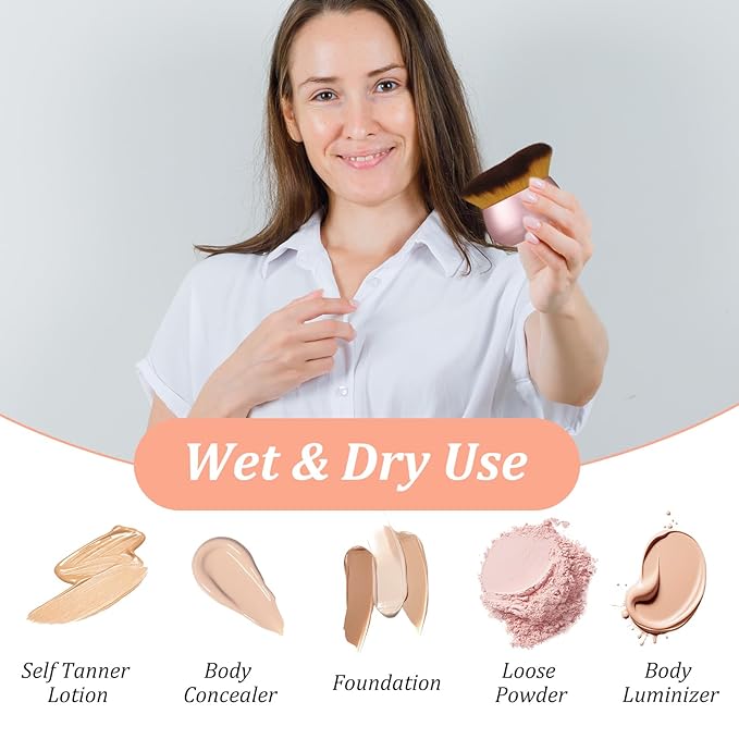 Extra Large Body Makeup Brush For Self Tanner Leg Makeup Bronzer Blend Wet Dry Use Oval Face Back Make Up Brush Mousse Blending Brushes for Provides More Even Pretty Application