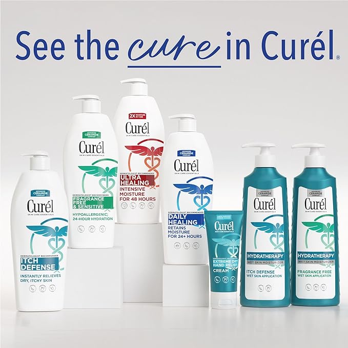 Curel Extreme Dry Hand Relief, Dermatologist Recommended, Long-Lasting Cream For Dry Hands, Paraben Free, Fragrance-Free Hand Lotion, 3 Oz, Pack of 3