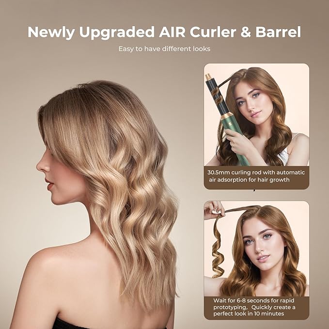 5 in 1 Blow Dryer Brush, Upgrade Hair Dryer Brush Set Negative Ion Air Styler Curling Wrap Air Curler, Hot Air Brush Curling Iron Hair Styling Tools As A Gift for Straight/Curl/Dry/Smooth