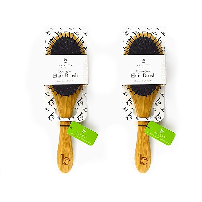 Detangler Bamboo Detangling Hair Brush - For Women, Men, and Kids, Wet or Dry Use With Hair Products