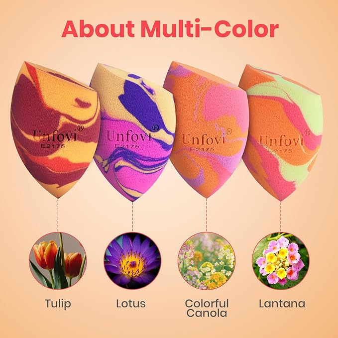 Random 3Pcs Makeup Sponges from 4 Colors, Tricolor Fusion Beauty Shape Makeup Sponge for Foundation, Concealer, Powder Cream and Liquid Application (Blind Box)