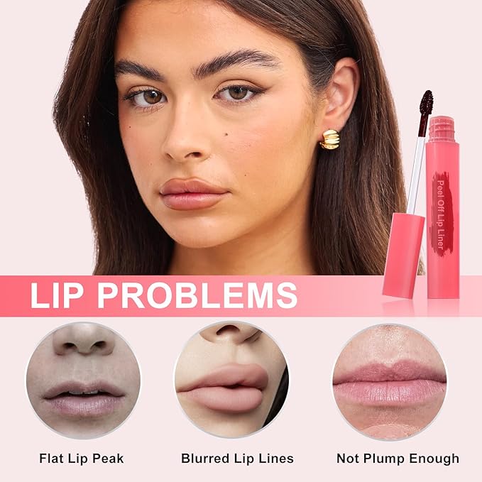 Lip Liner - Lip Stain Peel Off Moisturizing Long-Lasting & Waterproof Transfer Proof & Plumping, Non-Stick Cup Lip Liner Stain Tint For All Skin Types (Berry, 1 PCS)