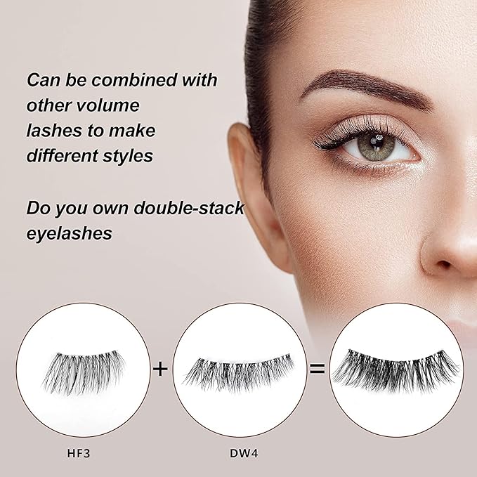 Frihappy Wispy Lashes - Natural Half Lashes, 3 Pairs HF3
