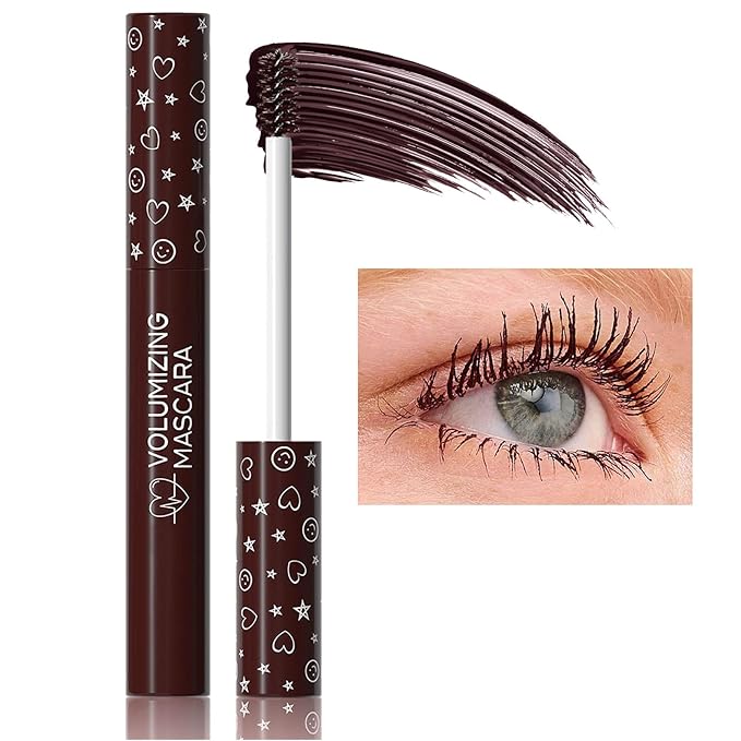 Brown Mascara Volume and Length Waterproof Mascara Hypoallergenic Smudge-proof Liquid Lash Extensions mascara Lightweight Curling Defining Long-wearing Makeup No Clumping (02#)