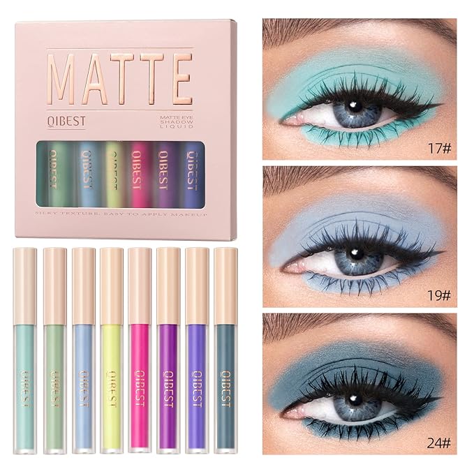 8-Color Liquid Matte Eyeshadow Set - Waterproof & Quick-Drying Formula, Nude & Smoky Creamy Shades for Priming, Highlighting, Contouring - Long-Lasting Eye Makeup Essentials