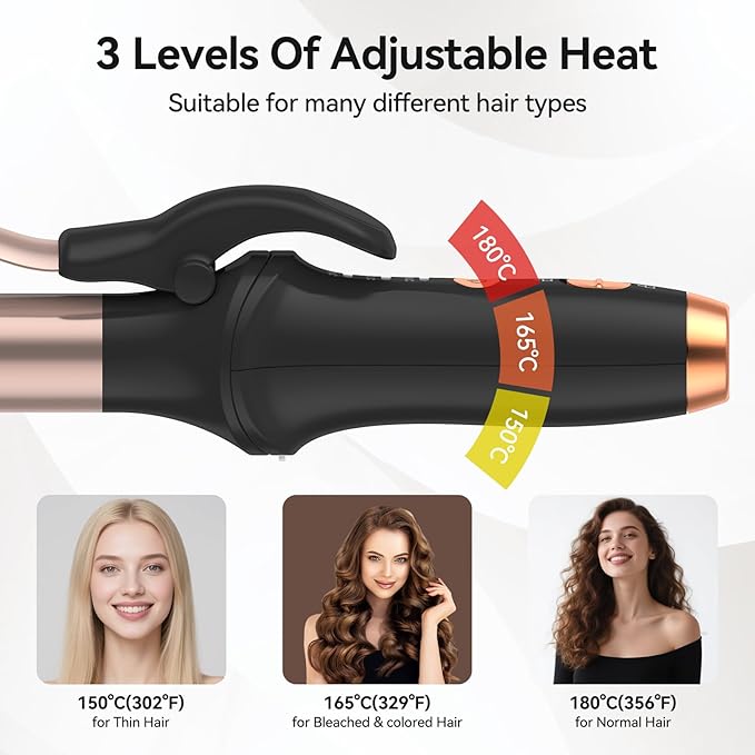 Cordless Curling Iron Hair Curler: Mini USB Rechargeable 4000 mAh 3 Temp Setting Travel Portable 200 Million Negative Ion 2 in 1 for Long Short Hair