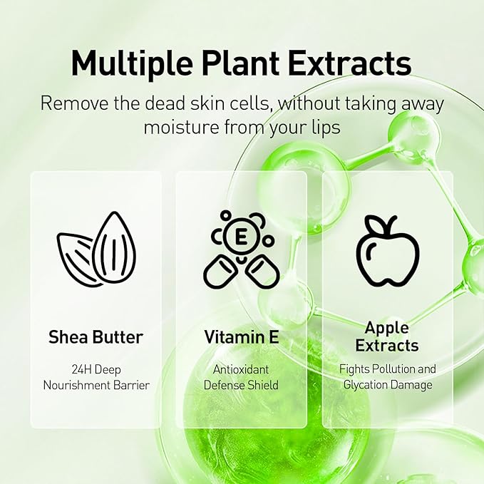 Sleeping Lip Mask Green Apple - Repair for Dry Cracked Lips, Softer, Smoother, Vitamin C Care, Nourish and Revitalize Your Lips Overnight, with Shea Butter - 0.42 Fl Oz