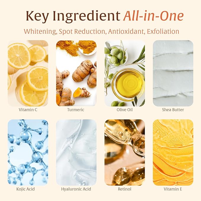 Dermendure Turmeric Kojic Acid Soap – Dark Spot Remover for Face & Body, Skin Brightening, Even Tone, Anti-Aging, Moisturizing with Collagen, Retinol, Vitamin E, Shea Butter & Hyaluronic Acid – 2 Bars