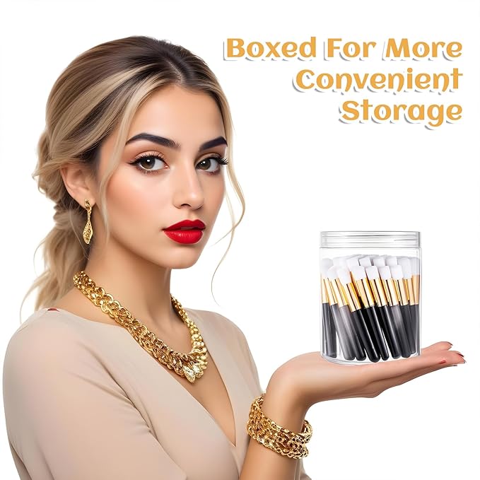 60 Pack Lash Brushes for Cleansing, Ultrafine Soft Bristles Shampoo Brush Makeup Brushes for Eyelash Extensions Lash Bath Nose Pore Deep Cleaning Brush Blackhead Remover Tool with Container - Black