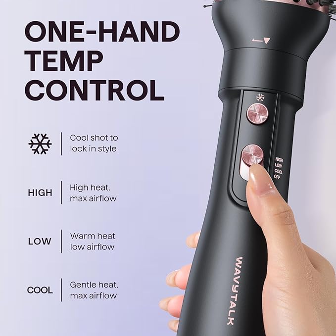 Wavytalk Hair Dryer Brush Set, Air Sculpt 5-in-1 Hot Air Brush Set | Blowout Brush Styler for Salon Blowouts, Volumizing, and Straightening, Sleek Frizz-Free for Every Hair Type, Black