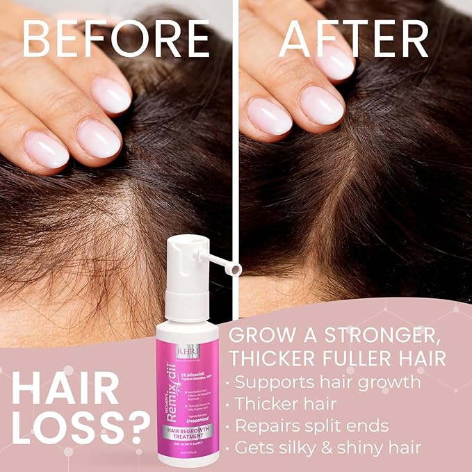 2% Minoxidil for Women Hair Regrowth Spray– Minoxidil Thicker & Fuller Topical Solution for Hair Loss Treatment, Follicle Reactivation - 60 ml (Pack of 2)