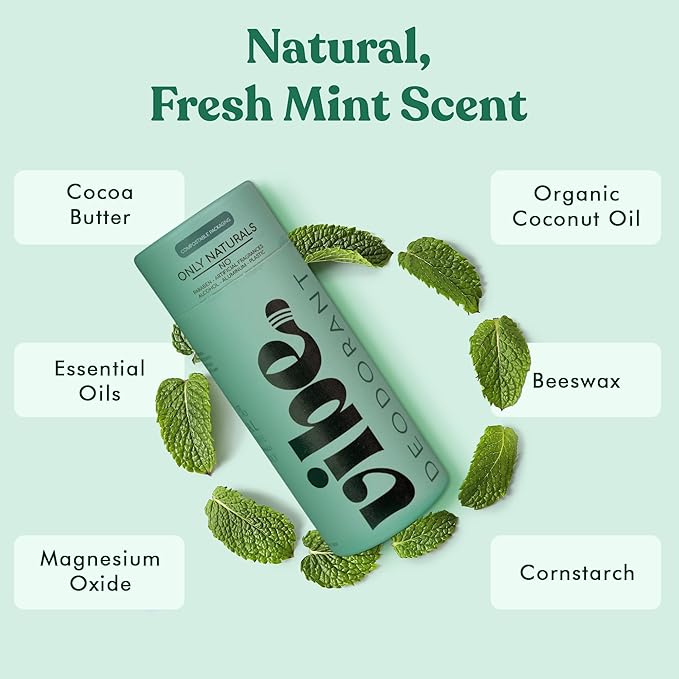 Aluminum Free Deodorant for Women and Men 2 Pack - Natural & Long Lasting Odor Control with Organic Coconut Oil and Beeswax for Sensitive Skin, Plastic Free