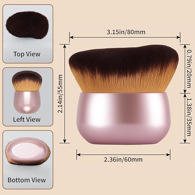 Extra Large Makeup Brush & Self Tanning Brush For Self Tanner，For Foundation，Arms And Legs makeup&Bronzer Blend, Body Makeup,Face&Back Makeup - Easy Use, Wet/Dry Use- Pink Rose Gold